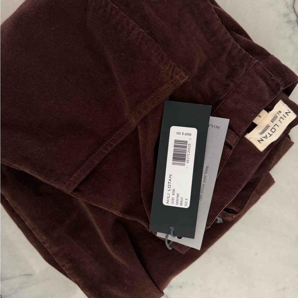 Nili Lotan Shon Corduroy Pants – Size 8 – NWT Merlot - Picture 6 of 6